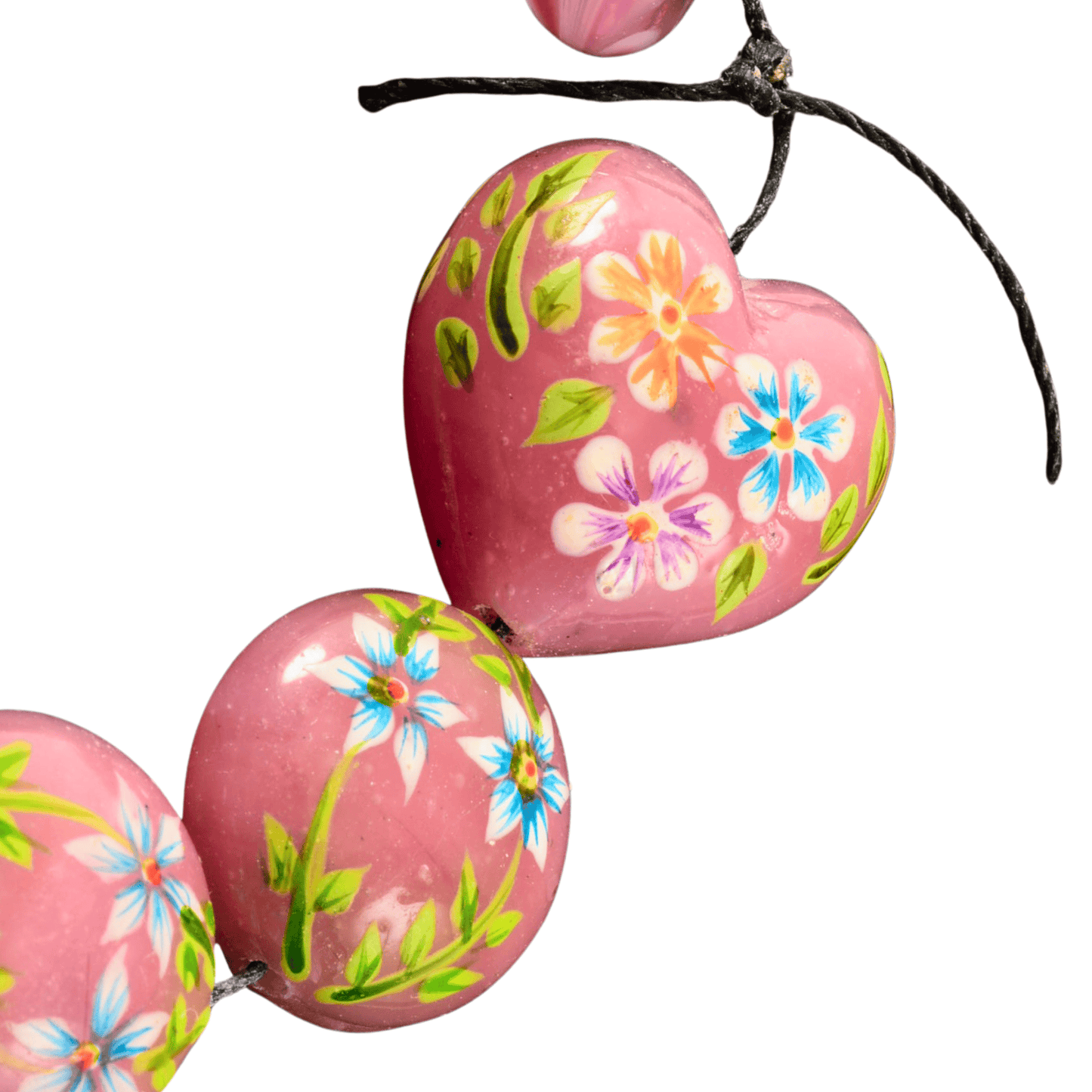 Handmade Lampwork Mixed Floral Focal Beads – Hearts & Lentils (Set of 10)