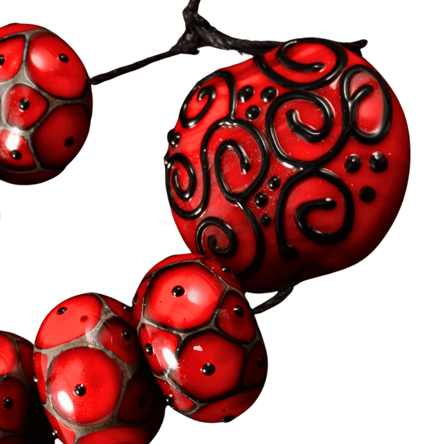 Grace Handmade Lampwork Glass Beads – Red Lentil & Rondelle Focal Set