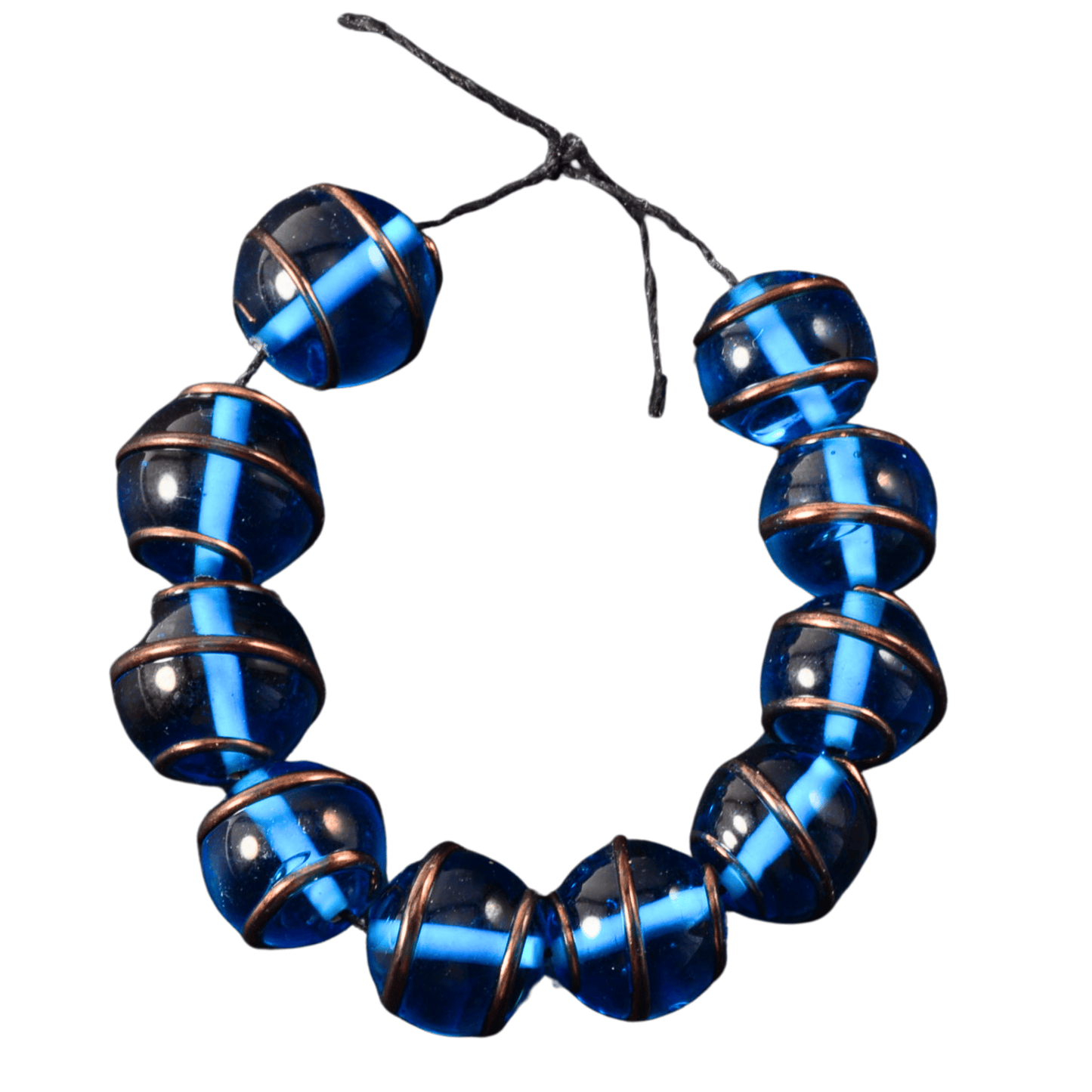 Handmade Lampwork Glass Beads – Cobalt Blue Rondelle Strand – 16mm