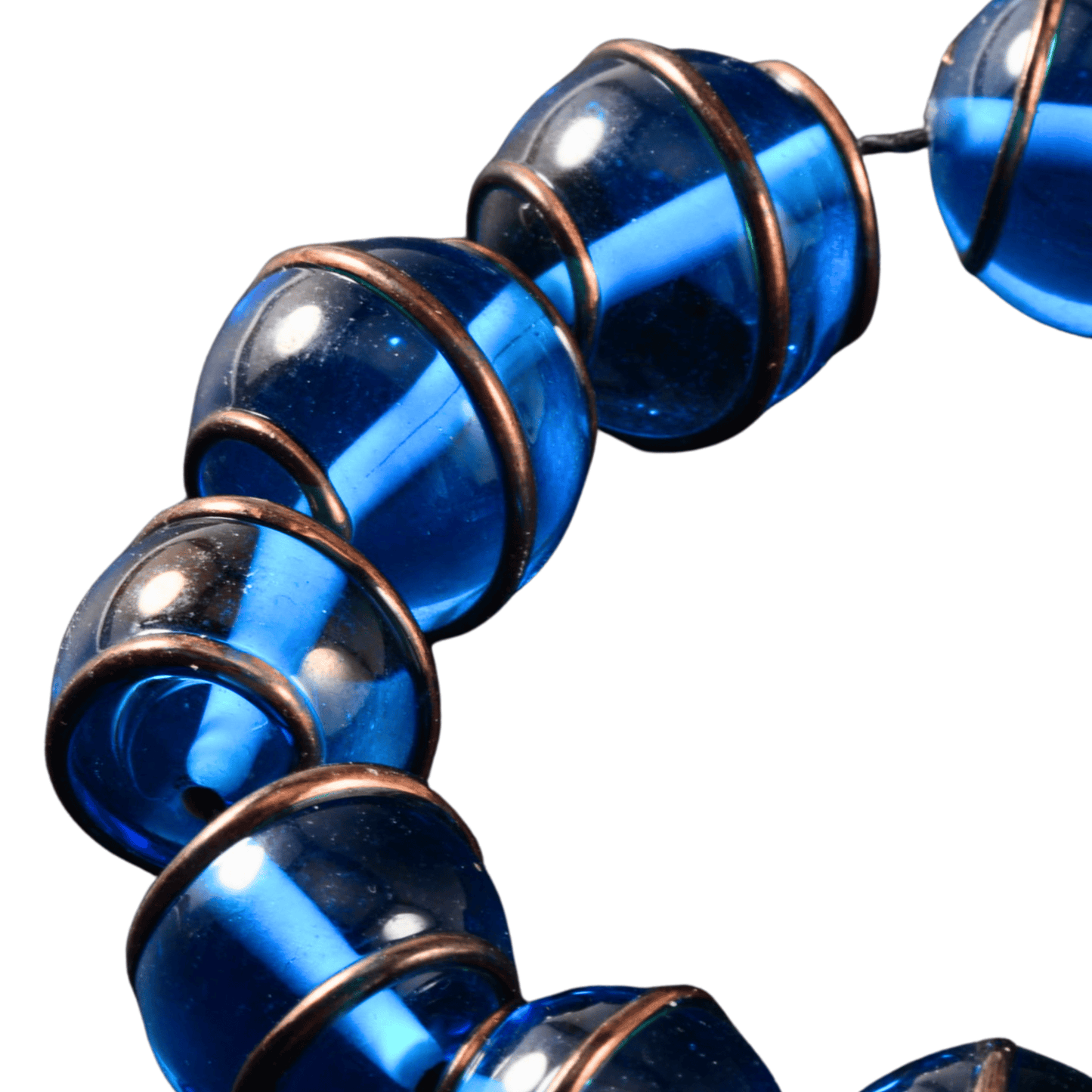 Handmade Lampwork Glass Beads – Cobalt Blue Rondelle Strand – 16mm