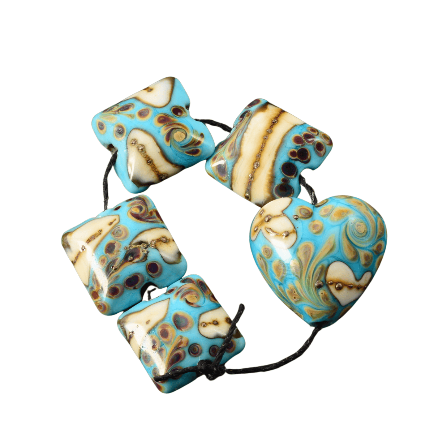 Grace Lampwork Beads – Pillow & Plump Heart Focal Bead Set (Set of 5)