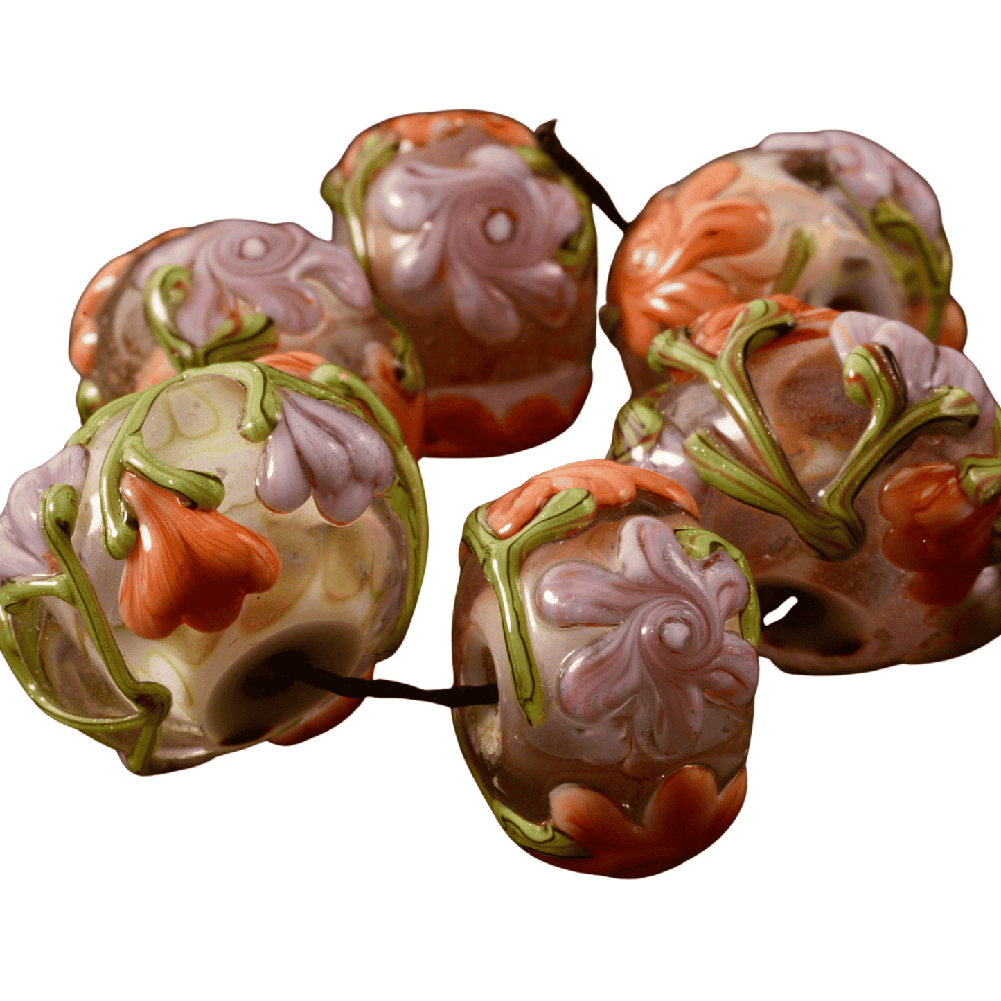 Grace Lampwork Antique Garden Graduated Rondelle Beads – Extra Large Set