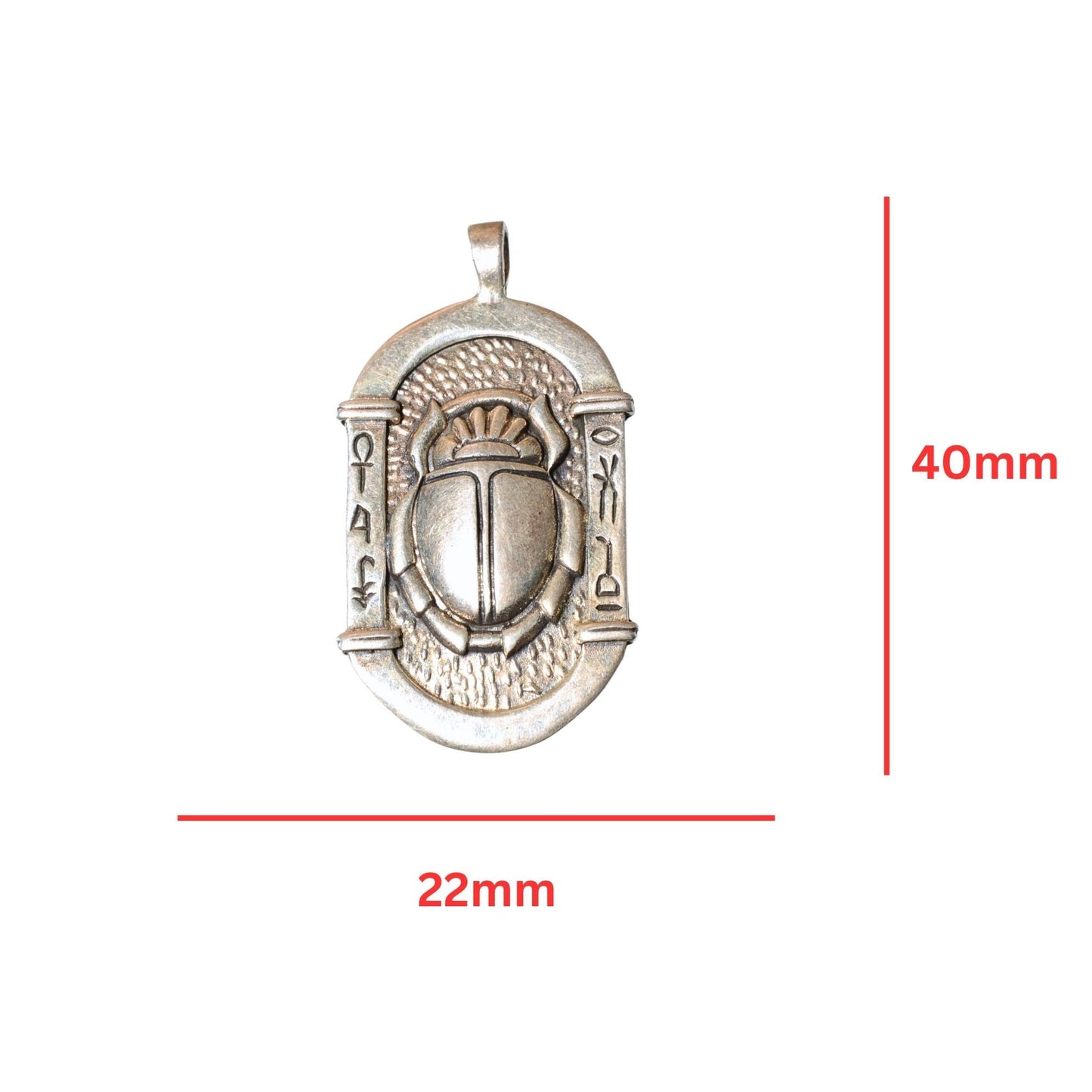 Sterling Silver Scarab Pendant – Vintage Egyptian Revival .925 Silver