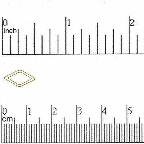 13mm x 6mm Small Flat Diamond Shaped Connector - Made of Brass - Satin Rhodium Silver and Satin Hamilton Gold - Sold by the Piece - K37