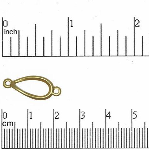 22mm Curved Teardrop Connector - Made of Pewter - Satin Rhodium Silver and Satin Hamilton Gold Finishes - Sold by the Piece - K46