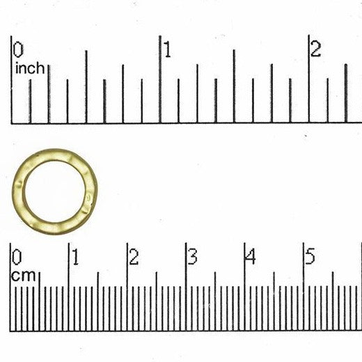 15mm Textured Round Closed Ring Link - Made of Pewter - Satin Rhodium Silver and Satin Hamilton Gold Finishes - Sold by the Piece - K47