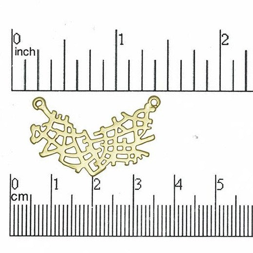 31mm Abstract Pendant Connector Charm with Two Loops - Made of Brass - Satin Rhodium Silver and Satin Hamilton Gold - Sold by the Piece - K15
