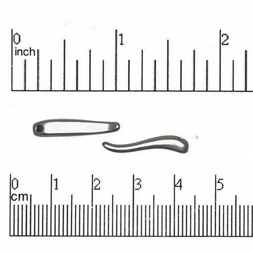 21mm x 4mm Curved Drop Charm - Made of Pewter - Satin Rhodium Silver and Satin Hamilton Gold - Sold by the Piece - K16