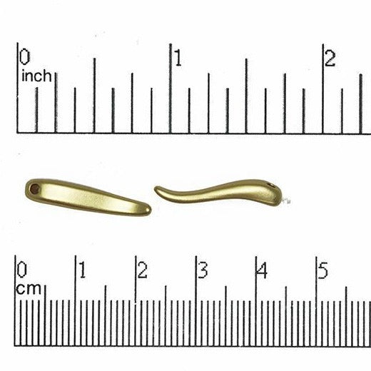 21mm x 4mm Curved Drop Charm - Made of Pewter - Satin Rhodium Silver and Satin Hamilton Gold - Sold by the Piece - K16