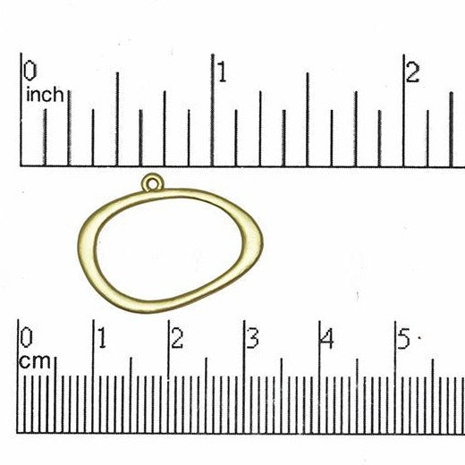 25mm x 18mm Flat Oblong Oval Drop Pendant - Made of Pewter - Satin Rhodium Silver and Satin Hamilton Gold Finishes - Sold by the Piece - K22