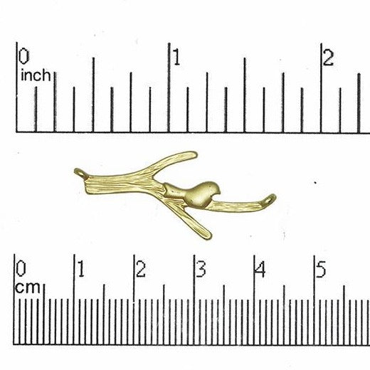 34mm Bird on Branch Connector Charm - Made of Pewter - Sold by the Piece - Electro-Plated - K23