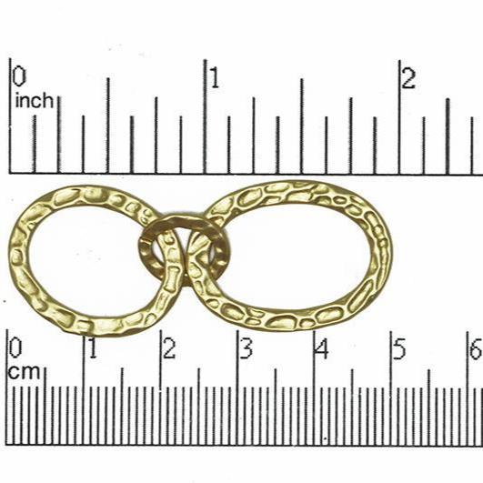 20mm x 10mm x 19mm Textured Triple Chain Link Connector - Made of Brass - Sold Individually - K30