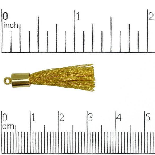 27mm - 30mm Large Silk Tassel with Gold Cap - Sold by the Piece - Nickel-Free Brass Cap - Multiple Fabric Colors