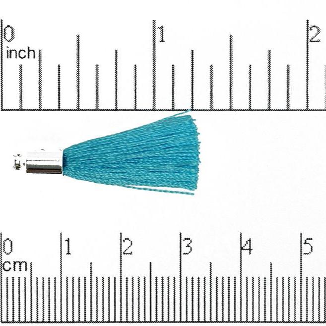 27mm - 30mm Large Silk Tassel with Silver Cap - Sold by the Piece - Nickel-Free Brass Cap - Multiple Fabric Colors