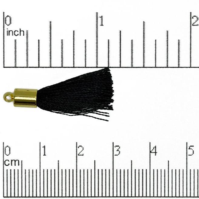 27mm - 30mm Large Silk Tassel with Gold Cap - Sold by the Piece - Nickel-Free Brass Cap - Multiple Fabric Colors