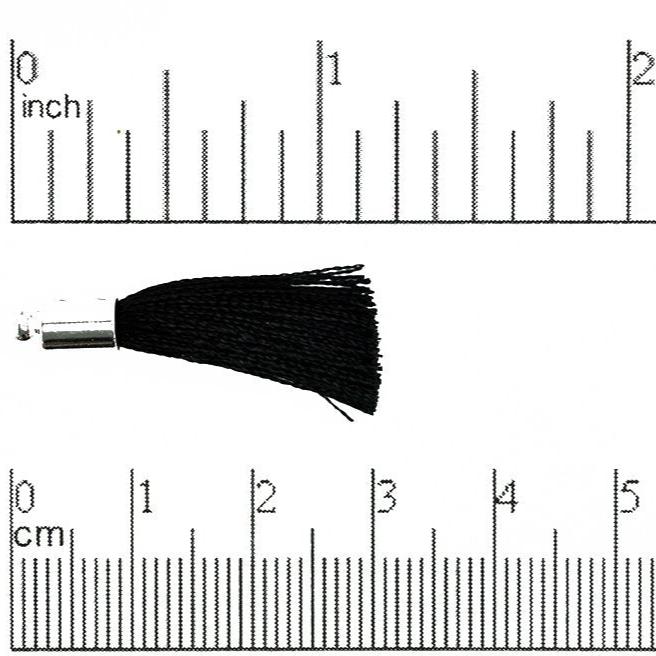 27mm - 30mm Large Silk Tassel with Silver Cap - Sold by the Piece - Nickel-Free Brass Cap - Multiple Fabric Colors