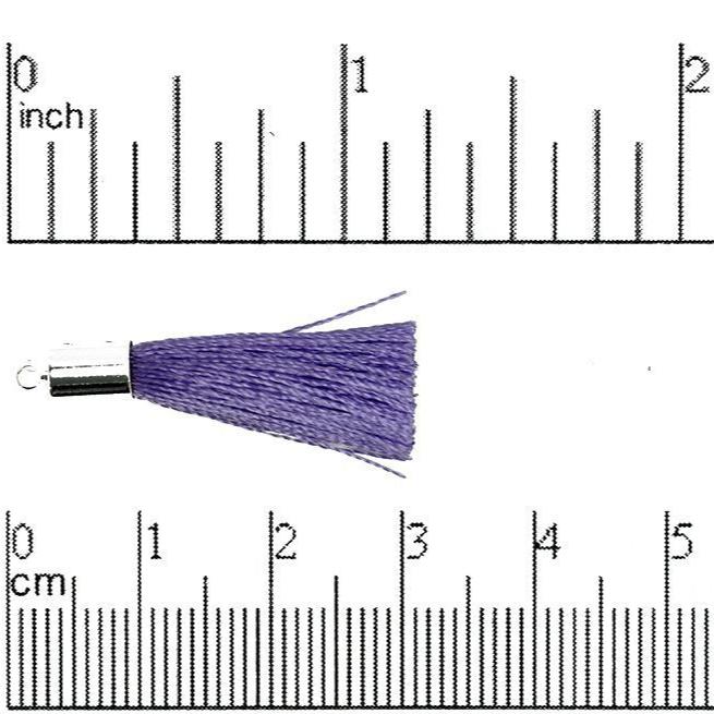 27mm - 30mm Large Silk Tassel with Silver Cap - Sold by the Piece - Nickel-Free Brass Cap - Multiple Fabric Colors