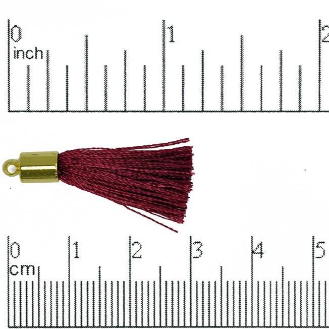 27mm - 30mm Large Silk Tassel with Gold Cap - Sold by the Piece - Nickel-Free Brass Cap - Multiple Fabric Colors