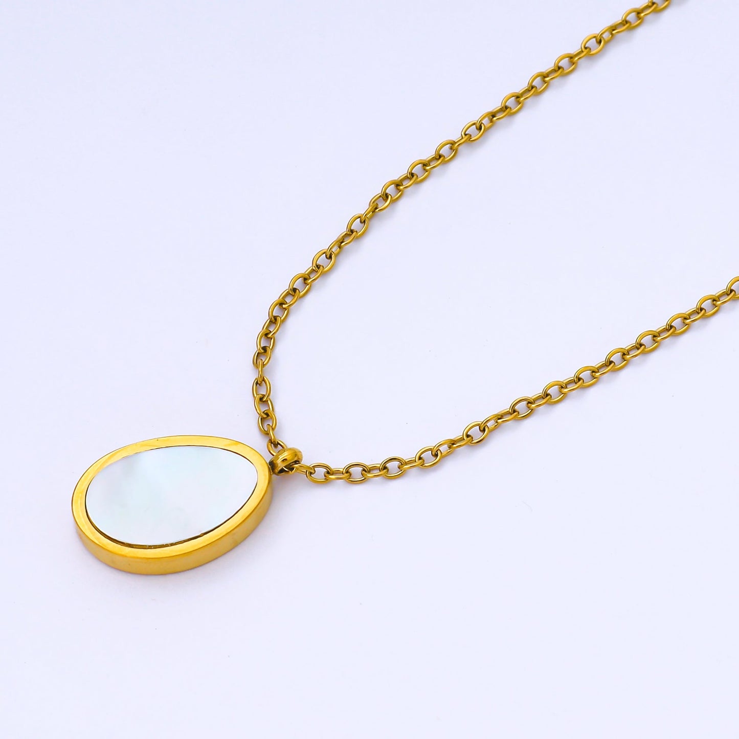 24K Gold Filled Shell Pearl Oval Cable 18 Inch Necklace w. 2 Inch Extender | WA-2658