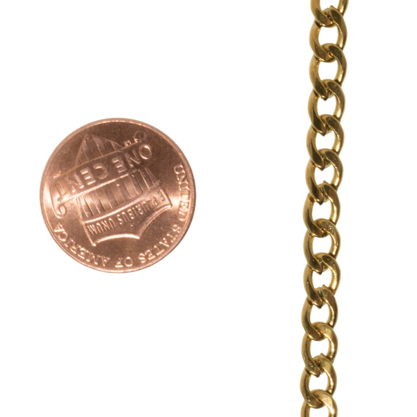 Curb Chain for Jewelry - Medium Size 4.5mm No Fade Gold - Per Foot - CH-80SS/G