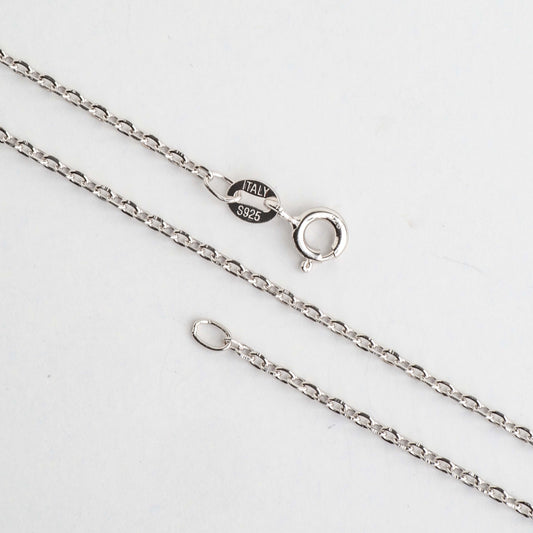 1.5mm Cable Chain Sterling Silver Necklace - Rhodium Plated - Spring Ring Clasp - Made in Italy - Available in 3 Sizes