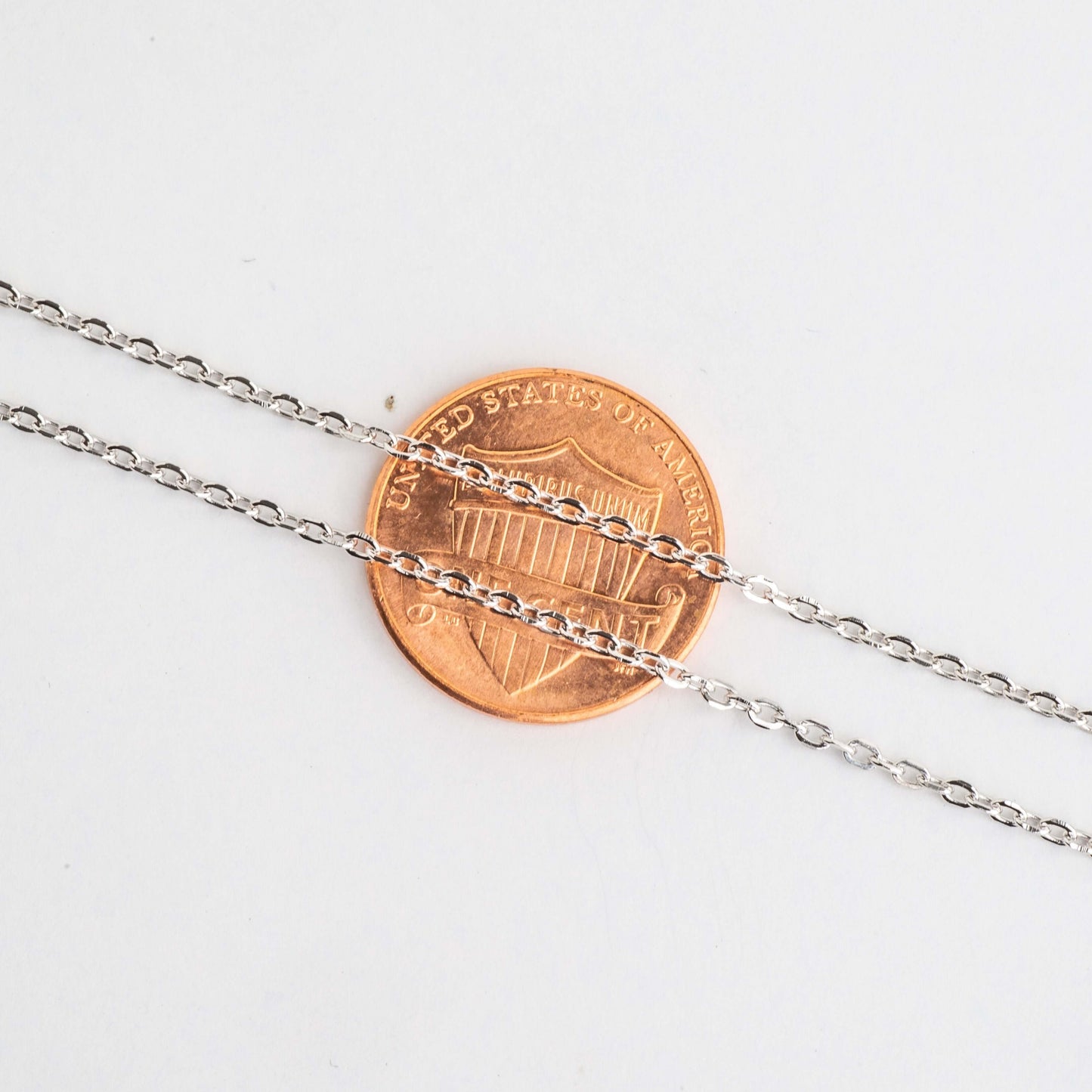 1.5mm Cable Chain Sterling Silver Necklace - Rhodium Plated - Spring Ring Clasp - Made in Italy - Available in 3 Sizes
