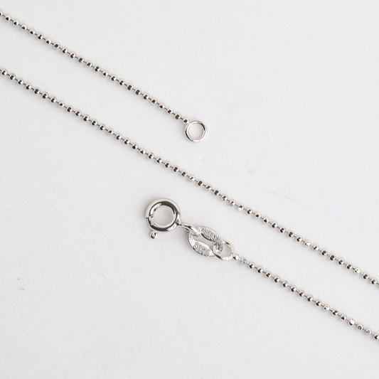 1mm Ball Chain Sterling Silver Necklace - Rhodium Plated - Finished with Spring Ring Clasp - Made in Italy - Available in 16, 18, and 20 Inch Sizes - N4ST