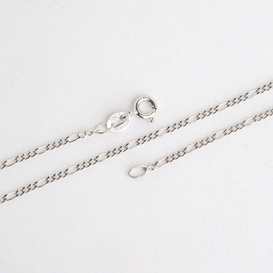 Figaro Chain Sterling Silver Necklace 1.5mm - 3 Sizes - Made in Italy