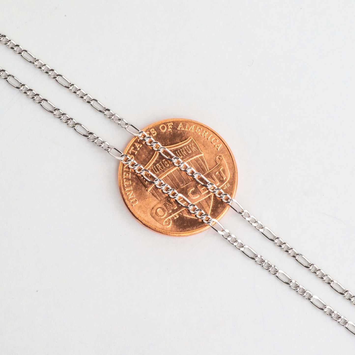 Figaro Chain Sterling Silver Necklace 1.5mm - 3 Sizes - Made in Italy