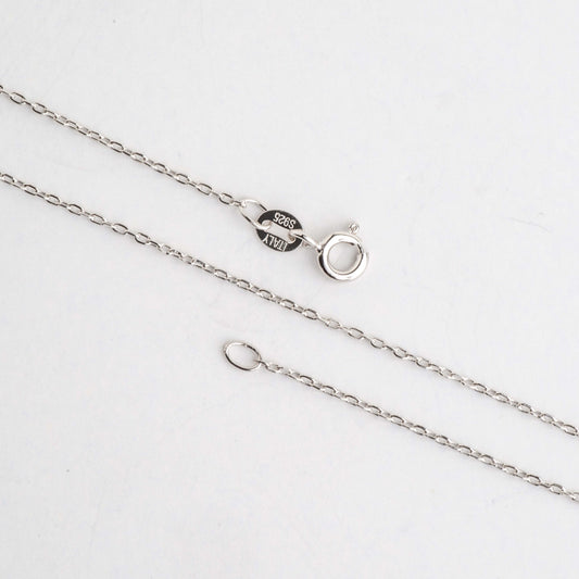 1mm Cable Chain .925 Sterling Silver Necklace - Rhodium Plated - Finished with Spring Ring Clasp - Available in 16, 18, and 20 Inches - N8ST