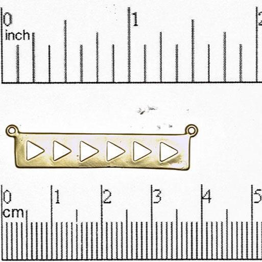 39mm x 5mm Flat Bar Pendant with 6 Triangle Cutouts - 2 Loops - Made of Brass - Satin Rhodium Silver and Satin Hamilton Gold - Sold by the Piece - K73