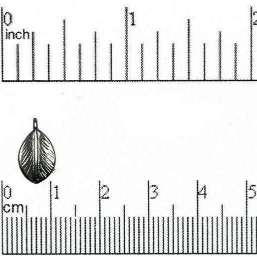 7.5mm x 13mm Small Leaf Pendant Charm - Satin Rhodium Silver Finish - Hypoallergenic - Sold by the Piece - K76