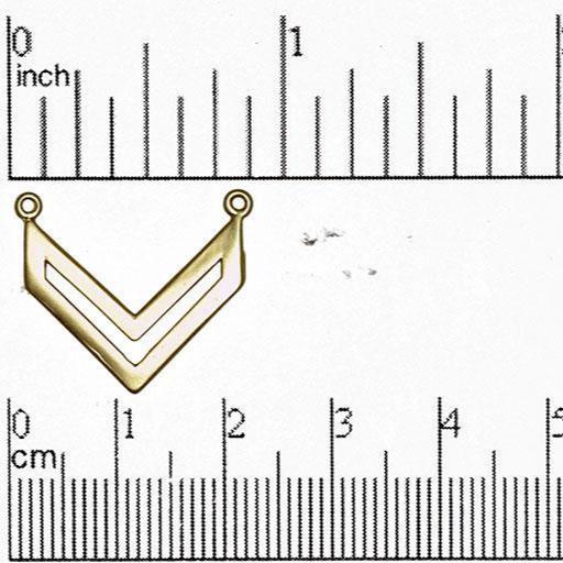 22mm x 19mm Chevron Pendant Charm - Made of Brass - Satin Rhodium Silver and Satin Hamilton Gold Finishes - Electro-Plated - Sold by the Piece - K79