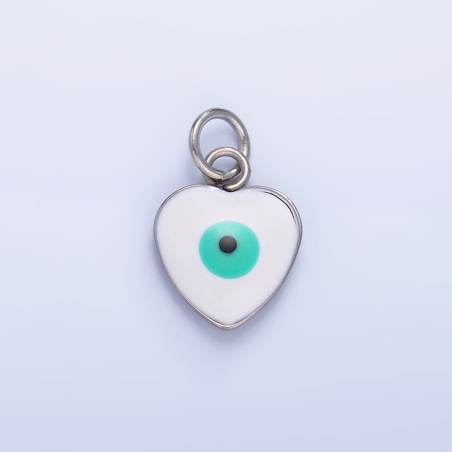 Stainless Steel Evil Eye Enamel Heart Charm in Gold & Silver | P733