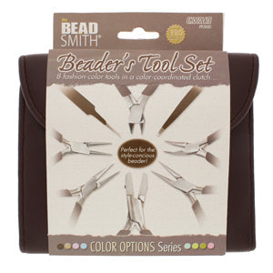 Beader's Tool Set Fashion Color Plier Set & Clutch Chocolate PLFAS01 The BeadSmith