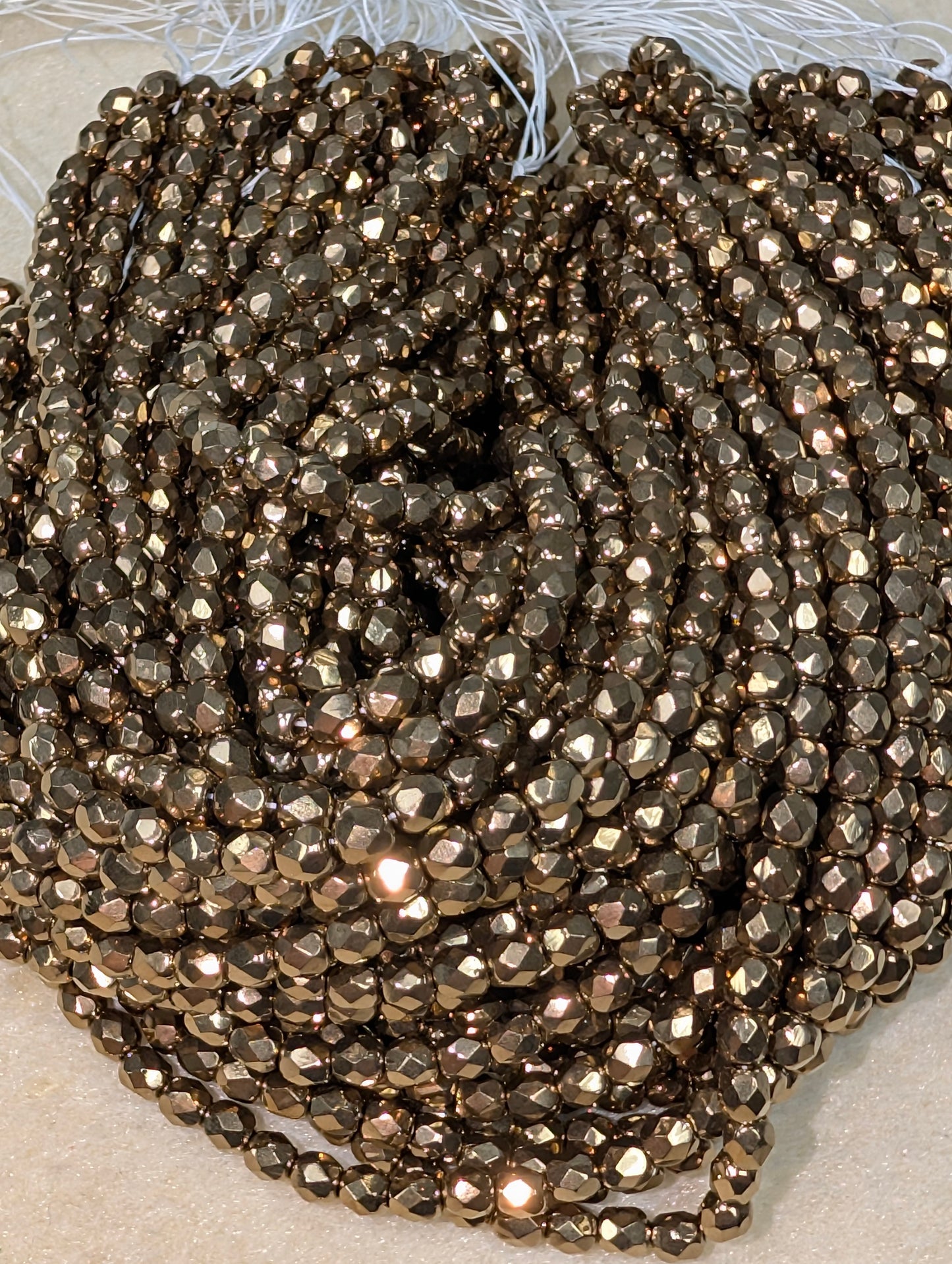 Fire Polish, Round, Bronze, 4mm, FP4/114