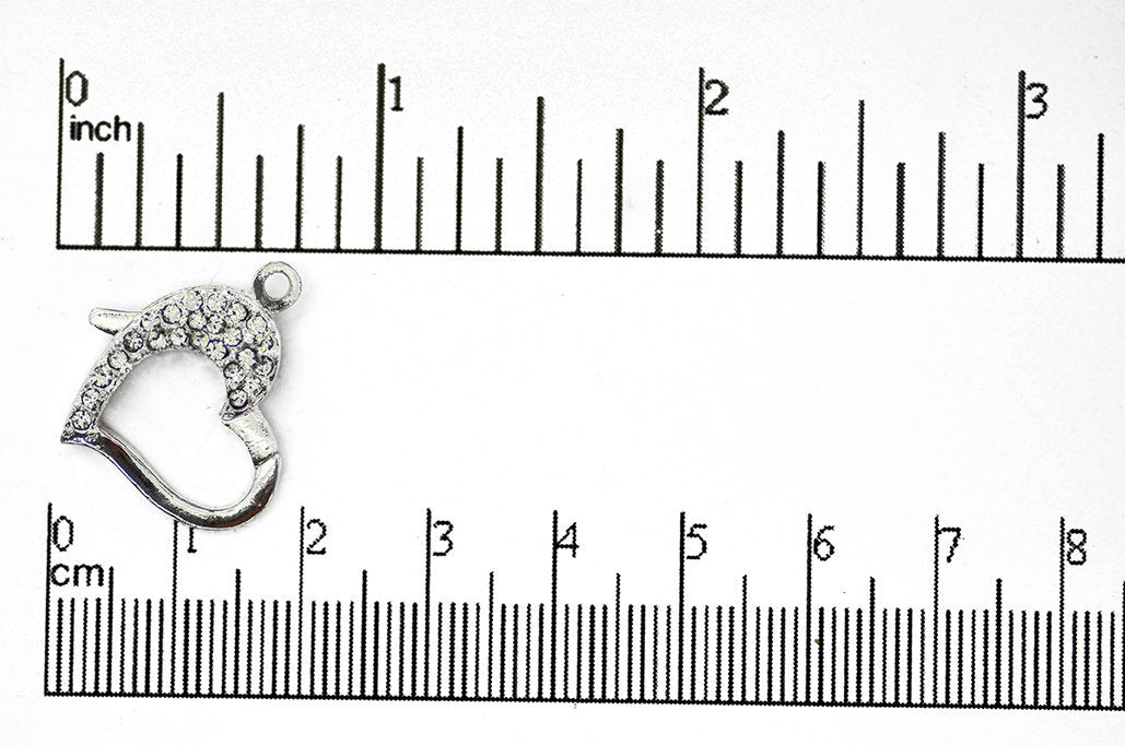 22mm x 16.5mm Pavé Crystal Heart Clasp - Made of Brass - Sold Individually - CL/28