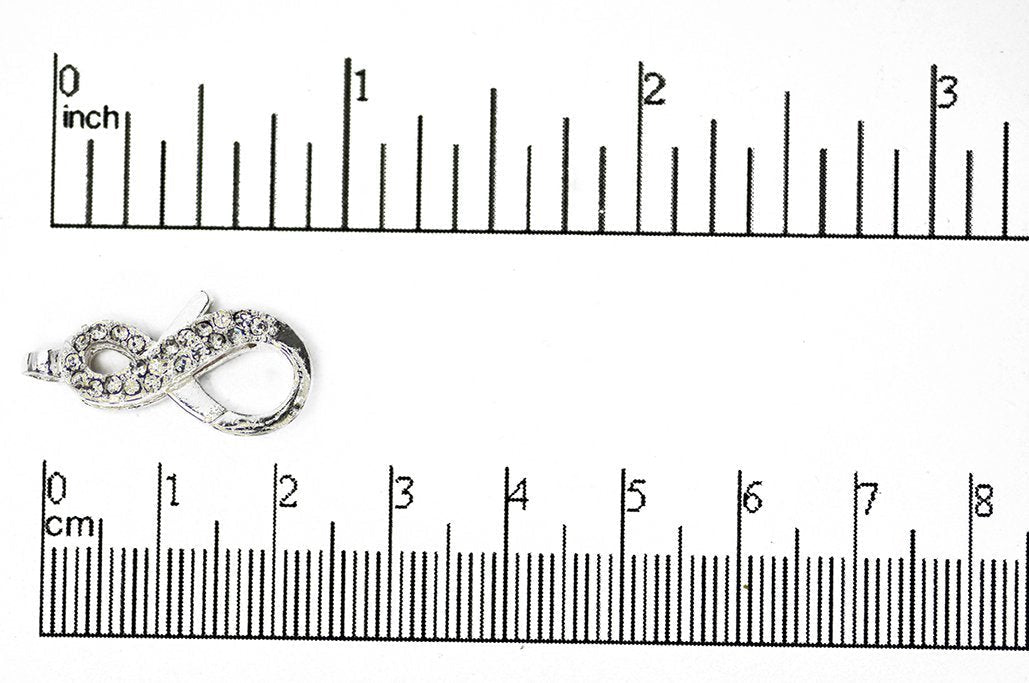 Pavé Crystal Infinity Lobster Clasp 25x11.5mm - Elegant Symbolic Closure for Jewelry, Style CL/29