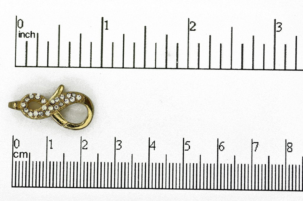 Pavé Crystal Infinity Lobster Clasp 25x11.5mm - Elegant Symbolic Closure for Jewelry, Style CL/29