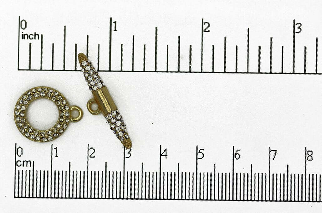 18mm x 15mm Loop, 28mm Bar Pavé Crystal Toggle - Made of Brass - Sold as a Set - CL/34