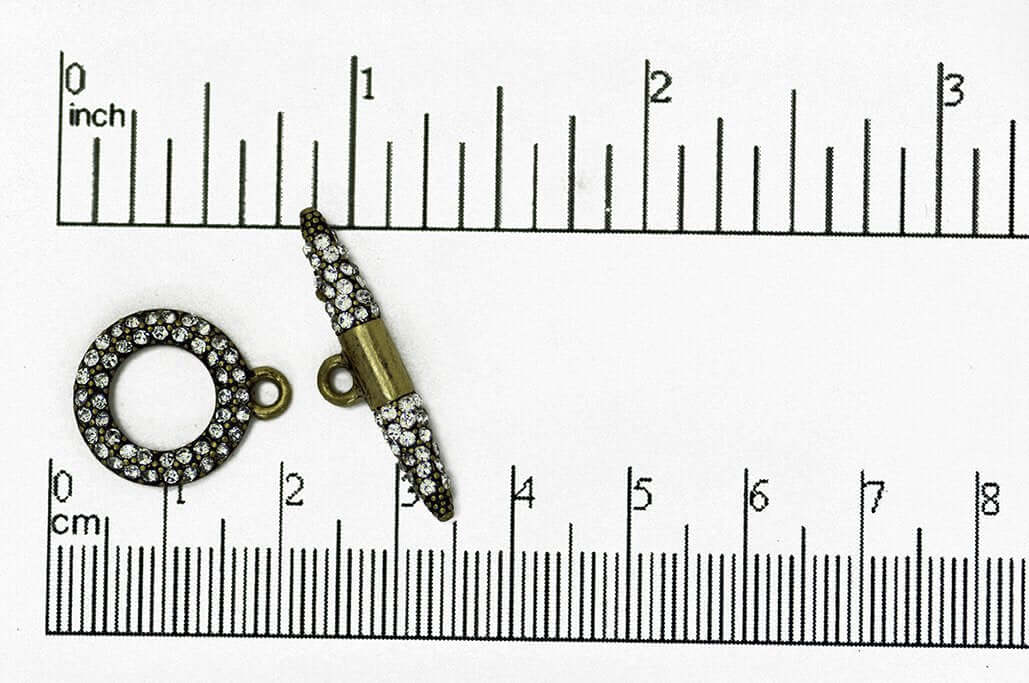 18mm x 15mm Loop, 28mm Bar Pavé Crystal Toggle - Made of Brass - Sold as a Set - CL/34