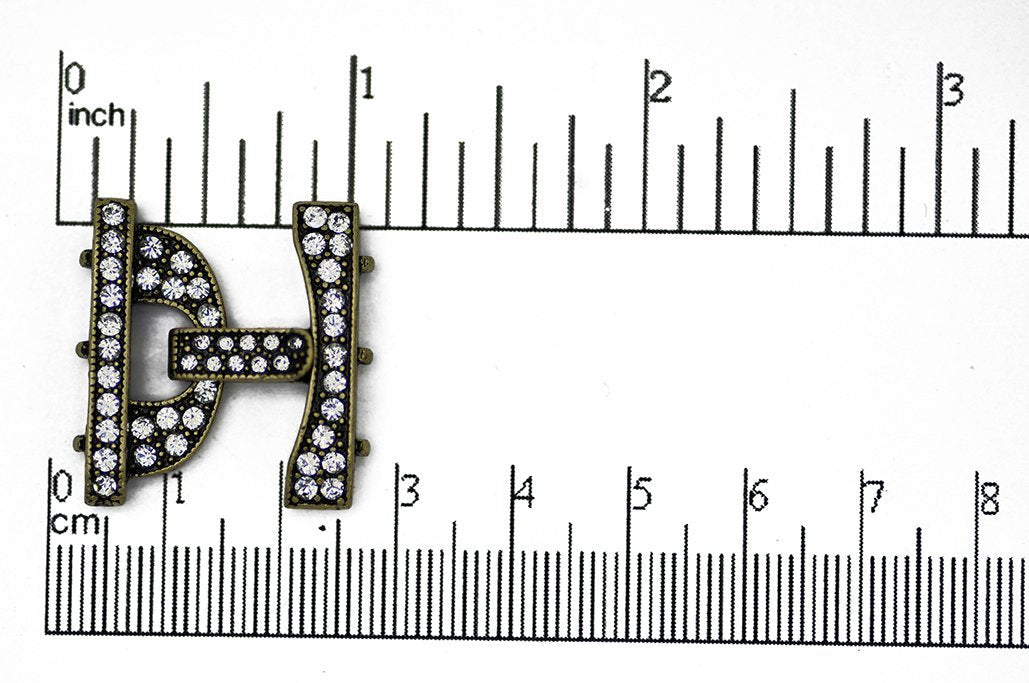 Sparkling Pavé Crystal Buckle Clasp 26x24.5mm with 3 Loop Ends  sold by the Piece - CL/35