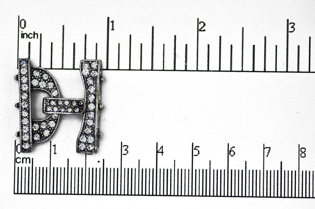 Sparkling Pavé Crystal Buckle Clasp 26x24.5mm with 3 Loop Ends  sold by the Piece - CL/35