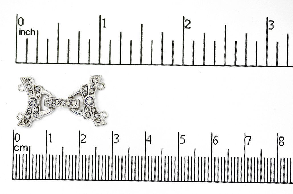 26mm x 15.5mm Pavé Crystal Buckle Clasp w/ 2 Loop Ends - Made of Brass - Sold by the Piece - CL/36