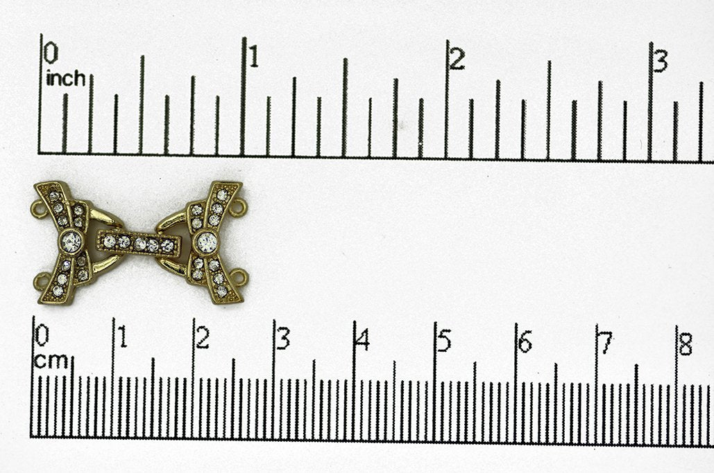 26mm x 15.5mm Pavé Crystal Buckle Clasp w/ 2 Loop Ends - Made of Brass - Sold by the Piece - CL/36