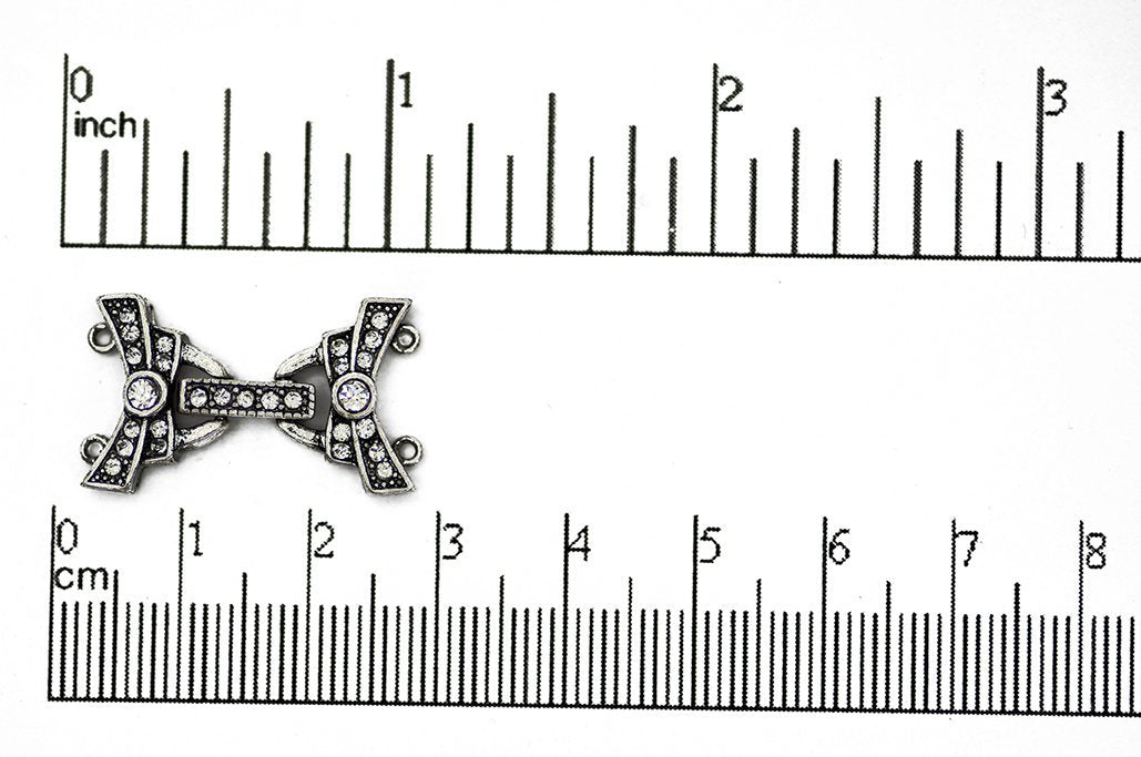 26mm x 15.5mm Pavé Crystal Buckle Clasp w/ 2 Loop Ends - Made of Brass - Sold by the Piece - CL/36