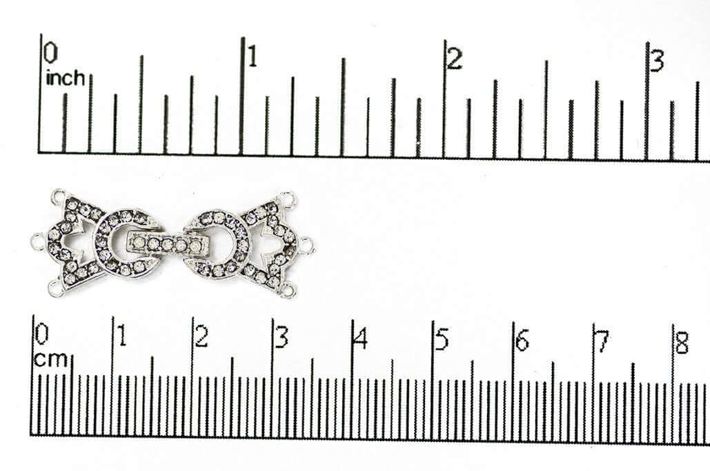34mm x 11.5mm Pavé Crystal Crown Buckle Clasp - Made of Brass - Sold Individually - CL/37