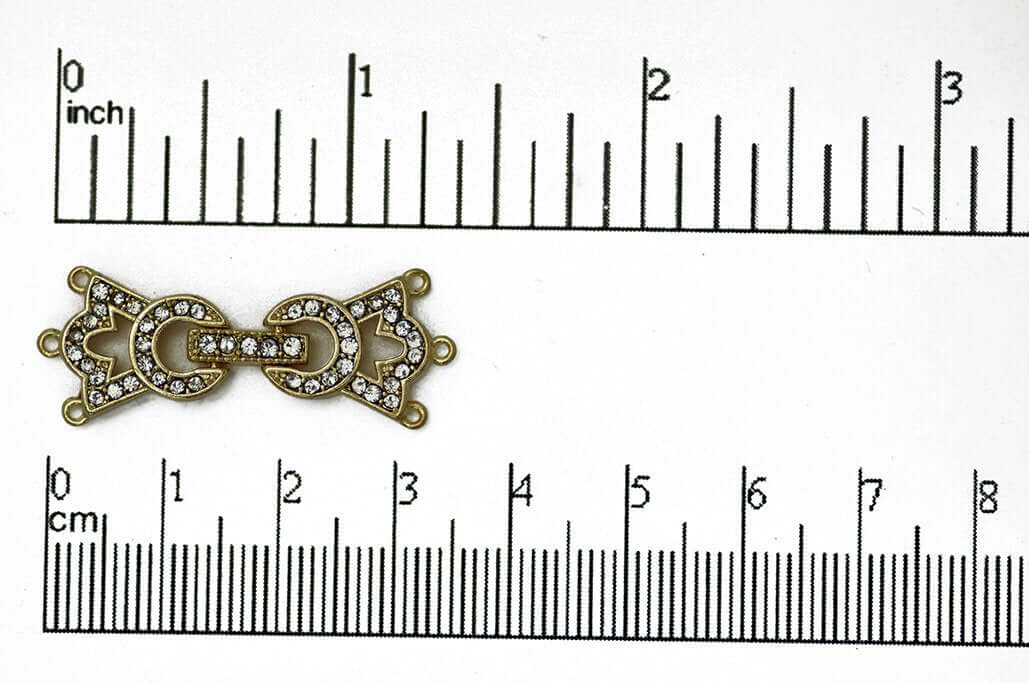 34mm x 11.5mm Pavé Crystal Crown Buckle Clasp - Made of Brass - Sold Individually - CL/37