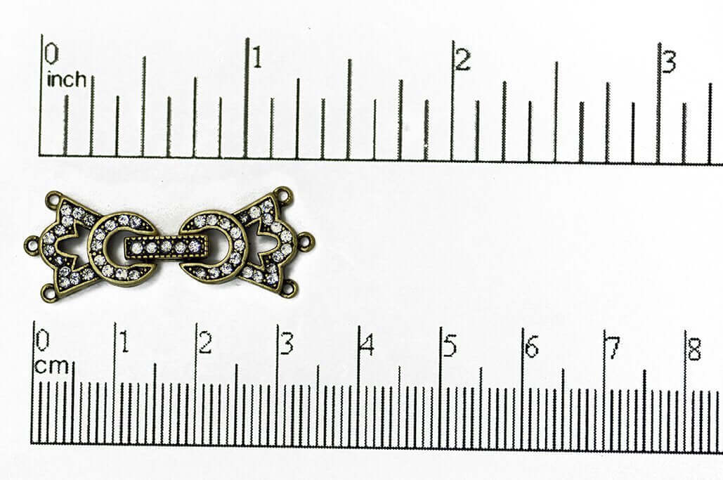 34mm x 11.5mm Pavé Crystal Crown Buckle Clasp - Made of Brass - Sold Individually - CL/37