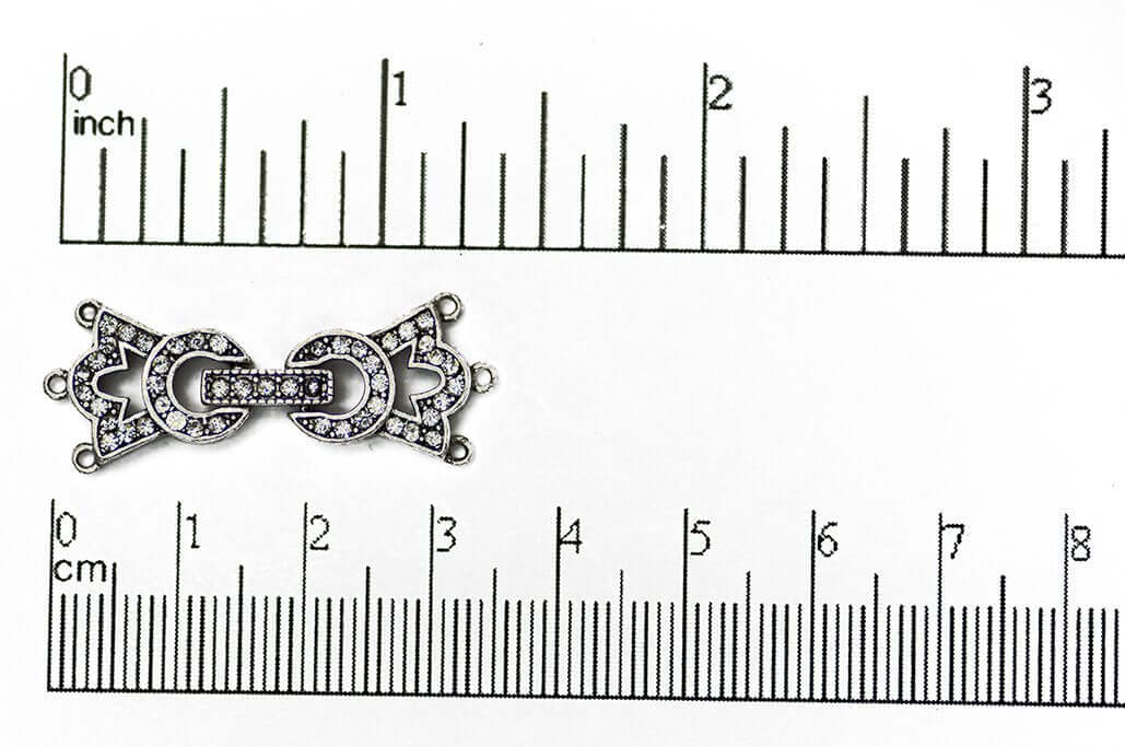 34mm x 11.5mm Pavé Crystal Crown Buckle Clasp - Made of Brass - Sold Individually - CL/37